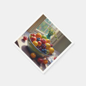 Schüssel mit Obst auf Tisch klassische Ölmalerei Serviette (Ecke)