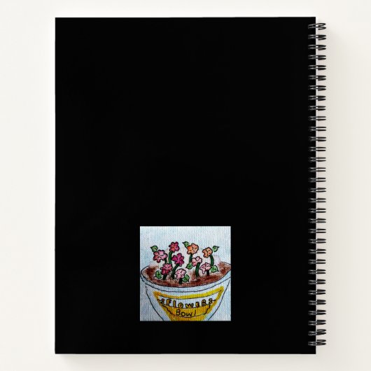 Schüssel mit schwarzen Blume Notizblock (Rückseite)