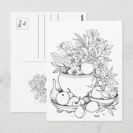 Schüssel Obst Pflanze Malbare Postkarte (Vorne/Hinten)