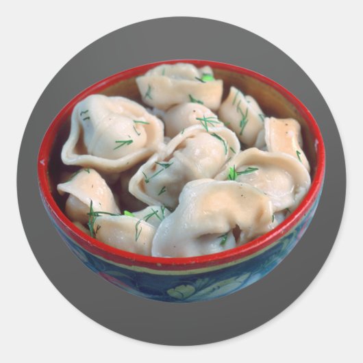 Schüssel Pelmeni Runder Aufkleber (Vorderseite)