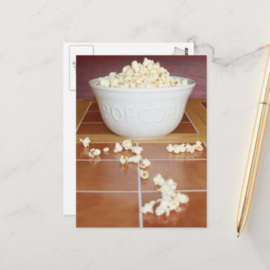 Schüssel Popcorn Postkarte (Vorderseite/Rückseite Beispiel)