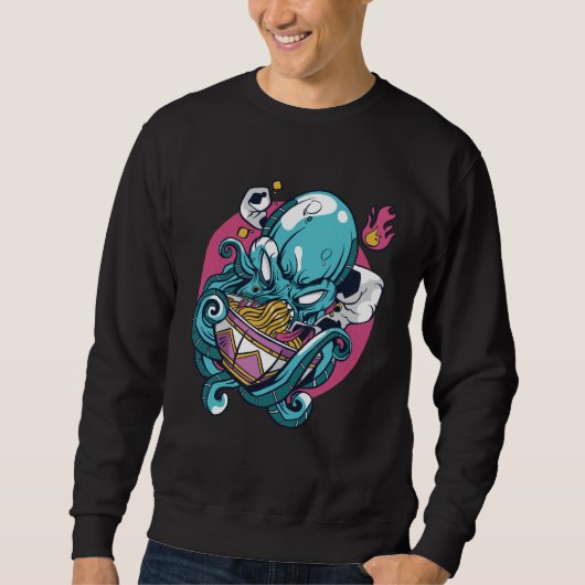 Schüssel Ramen Eating Angry Octopus Sweatshirt (Vorderseite)