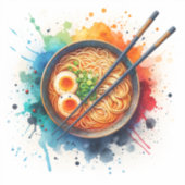 Schüssel Ramen Noodles, Ei und Chopsticks Aufkleber (Vorderseite)