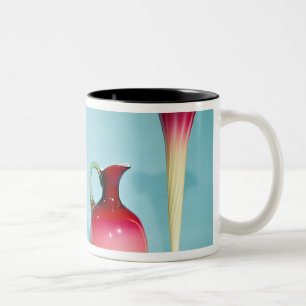 Schüssel, Vasen und Krug, Ende des 19. Zweifarbige Tasse