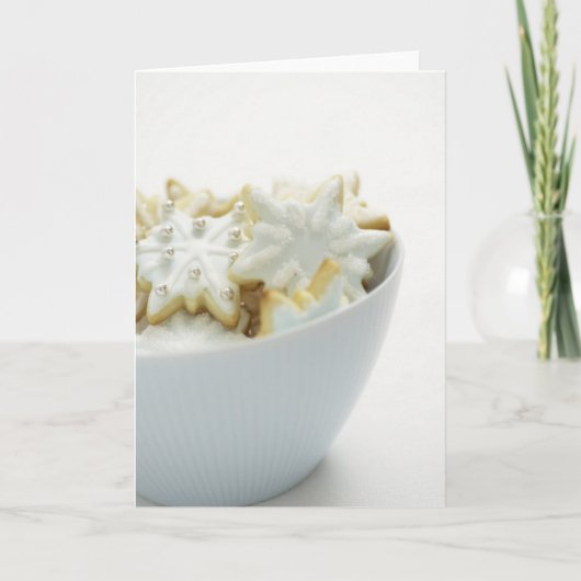 Schüssel Weihnachtsplätzchen-Karten und Aufkleber Feiertagskarte (Vorderseite)