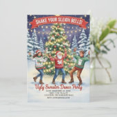 Schüttel deine Schlittenglocken hässliche Weihnach Einladung (Stehend Vorderseite)