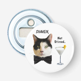 "Schütteln, nicht reißen" Weißer Knopf-Flaschenabö Flaschenöffner