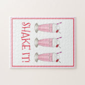 Schütteln Sie es! Rosa Erdbeere Eiscreme Milkshake Puzzle (Horizontal)