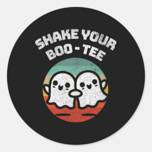 Schütteln Sie Ihr Boo-T-Ghost Retro Halloween-Kost Runder Aufkleber