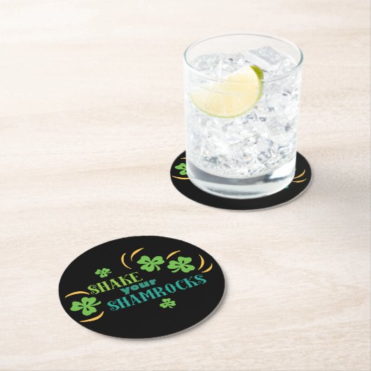 Schütteln Sie Ihre Kleeblätter Runder Pappuntersetzer (Vor Ort)