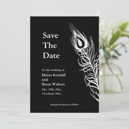 Schütteln Sie Ihre Schwanz Feathers Save the Date (Stehend Vorderseite)