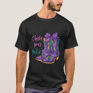 Schütteln Sie Ihren Bootie Mardi Gras Cowboy Boot T-Shirt