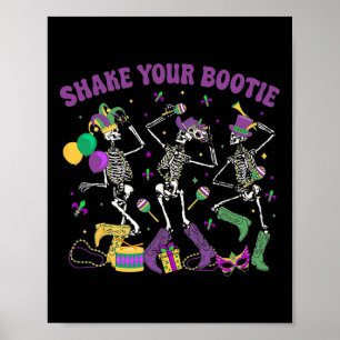 Schütteln Sie Ihren Bootie Skeleton Mardi Gras Cow Poster