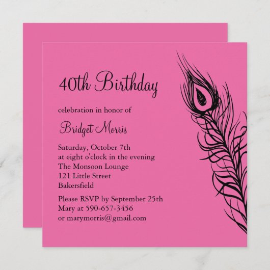 Schütteln Sie Ihren Schwanz Feathers Birthday Invi Einladung (Vorne/Hinten)