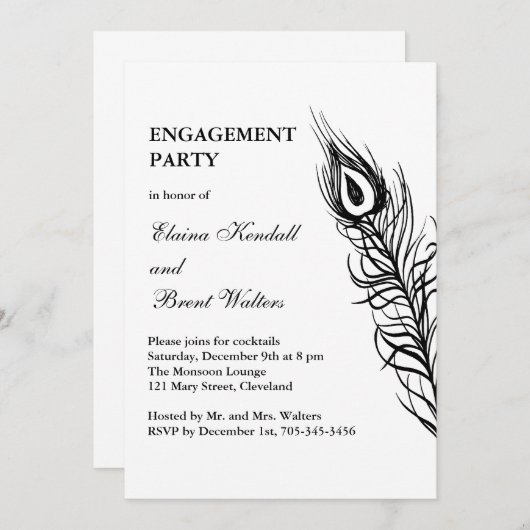 Schütteln Sie Ihren Schwanz Feathers Engagement Pa Einladung (Vorne/Hinten)