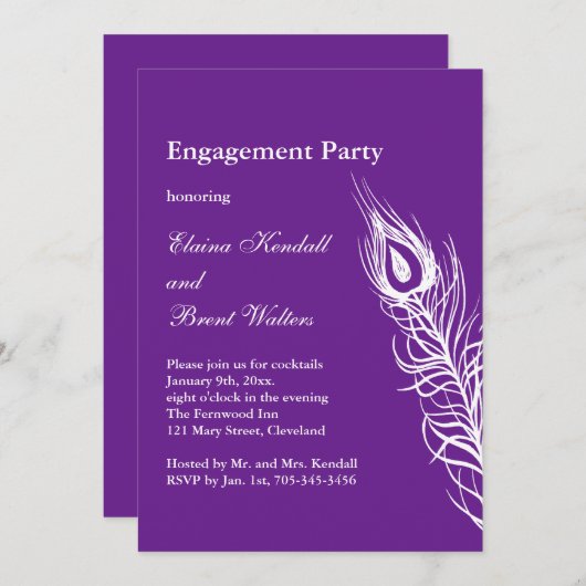 Schütteln Sie Ihren Schwanz Feathers Engagement Pa Einladung (Vorne/Hinten)