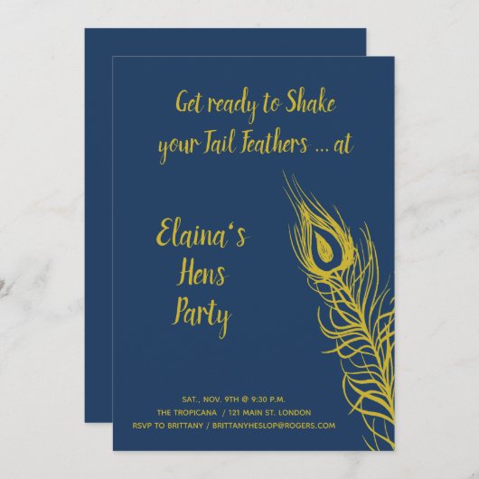 Schütteln Sie Ihren Schwanz Feathers Hens Party ge Einladung (Vorne/Hinten)