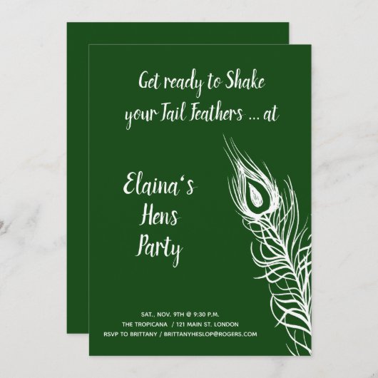 Schütteln Sie Ihren Schwanz Feathers Hens Party Sm Einladung (Vorne/Hinten)