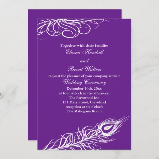 Schütteln Sie Ihren Schwanz Feathers Hochzeit Einl Einladung (Vorne/Hinten)