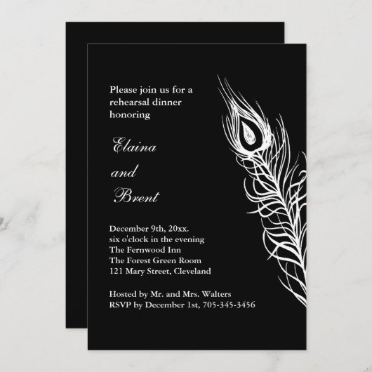 Schütteln Sie Ihren Schwanz Feathers Probe Dinner Einladung (Vorne/Hinten)