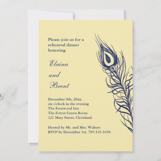 Schütteln Sie Ihren Schwanz Feathers Probe Dinner Einladung (Vorderseite)