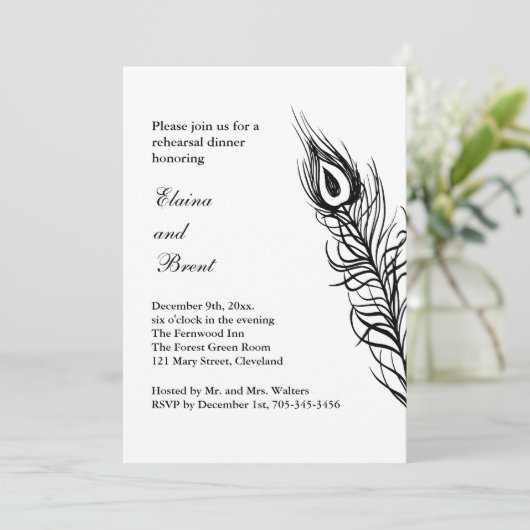 Schütteln Sie Ihren Schwanz Feathers Probe Dinner Einladung (Stehend Vorderseite)