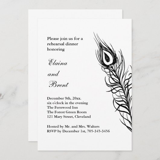 Schütteln Sie Ihren Schwanz Feathers Probe Dinner  Einladung (Vorne/Hinten)