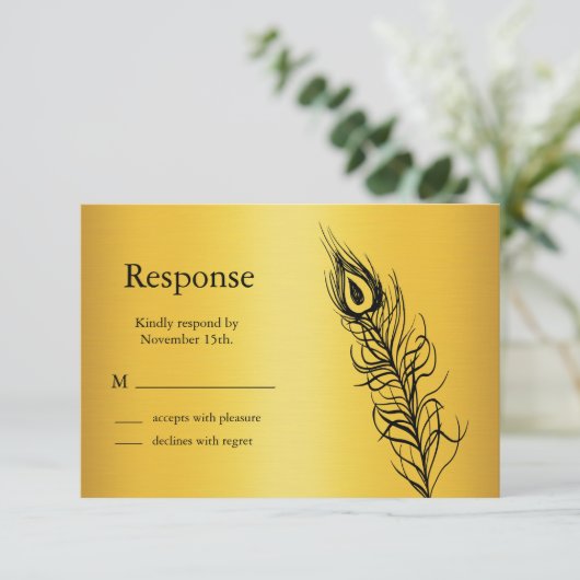 Schütteln Sie Ihren Schwanz Feathers UAWG (Gold) RSVP Karte (Stehend Vorderseite)