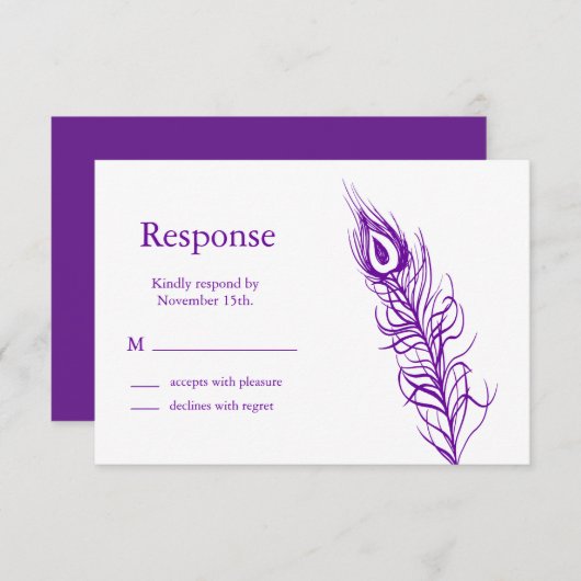 Schütteln Sie Ihren Schwanz Feathers UAWG (violett RSVP Karte (Vorne/Hinten)