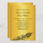 Schütteln Sie Ihren Schwanz Feathers Wedding Gold Einladung (Vorne/Hinten)