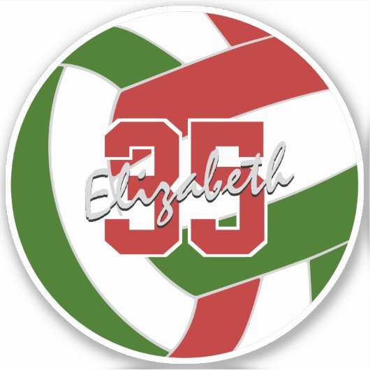 Schüttgutkauf oder Single roter grüner Volleyball Aufkleber (Vorderseite)