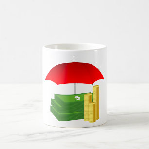 Schutz der finanziellen Sicherheit mit Rotem Schir Kaffeetasse
