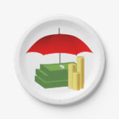 Schutz der finanziellen Sicherheit mit Rotem Schir Pappteller (Vorderseite)