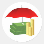 Schutz der finanziellen Sicherheit mit Rotem Schir Runder Aufkleber (Vorderseite)