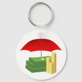 Schutz der finanziellen Sicherheit mit Rotem Schir Schlüsselanhänger (Rückseite)