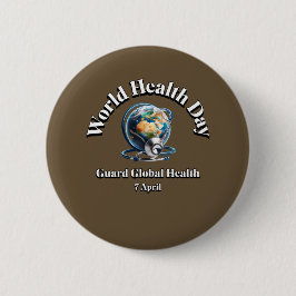 Schutz der globalen Gesundheit. Weltgesundheitstag Button