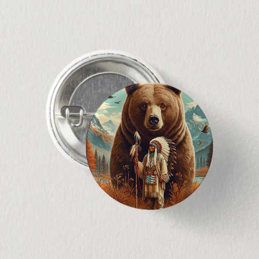 Schutz des Bärenkriegers. Button (Vorne & Hinten)