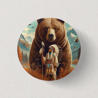 Schutz des Bärenkriegers. Button