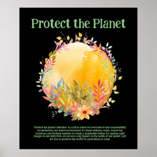 SCHUTZ DES PLANETEN GERETTET ERDE Öko Grüne Kunst Poster