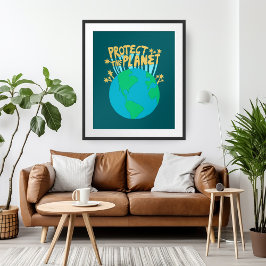 SCHUTZ DES PLANETEN GERETTET ERDE Öko Grüne Kunst Poster