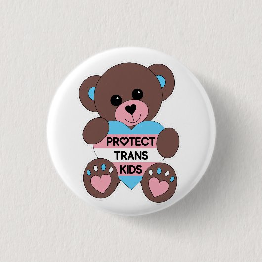 Schutz des Teddy-Bären Trans Kids Prilag Button (Vorderseite)