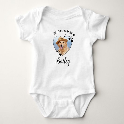 Schutz durch Hunde-Sicherheit Personalisiertes Hei Baby Strampler (Vorderseite)
