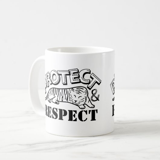 Schutz und Respekt vor Wildtieren Tiger Kaffeetasse (Vorderseite Links)