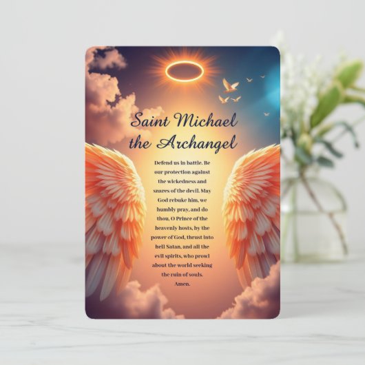 Schutz und Stärke St. Michael Gebet Card (Stehend Vorderseite)