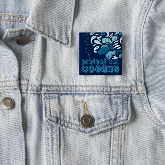 Schutz unserer Ozeane - Blauer Fisch Button (Beispiel)