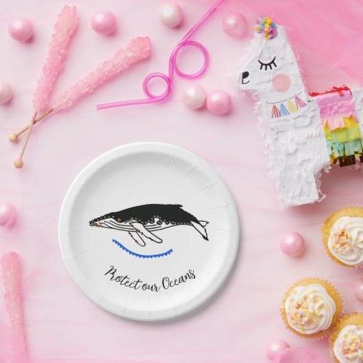 Schutz unserer Ozeane - Graphic Humpback WHALE - W Pappteller (Party)