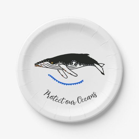 Schutz unserer Ozeane - Graphic Humpback WHALE - W Pappteller (Vorderseite)