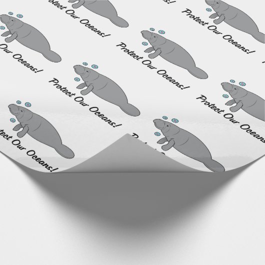 Schutz unserer Ozeane mit Manatee Geschenkpapier (Ecke)