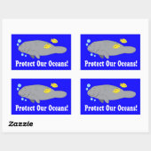 Schutz unserer Ozeane mit Manatee Rechteckiger Aufkleber (Blatt)
