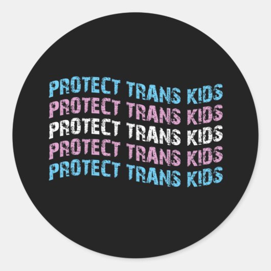 Schutz von Trans Kids - Trans Flag Wave Runder Aufkleber (Vorderseite)